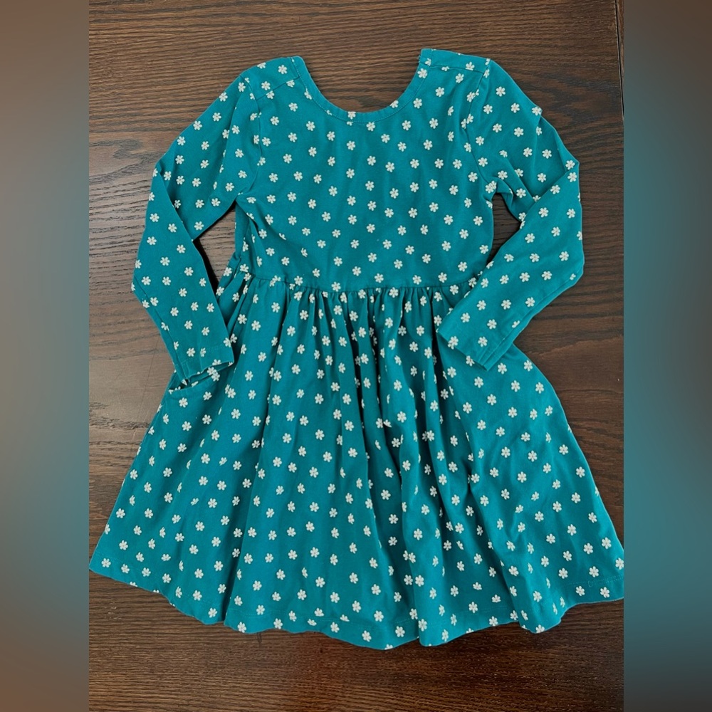 Ruffle Butts Girls Teal Floral Long sleeve Twirl Dress